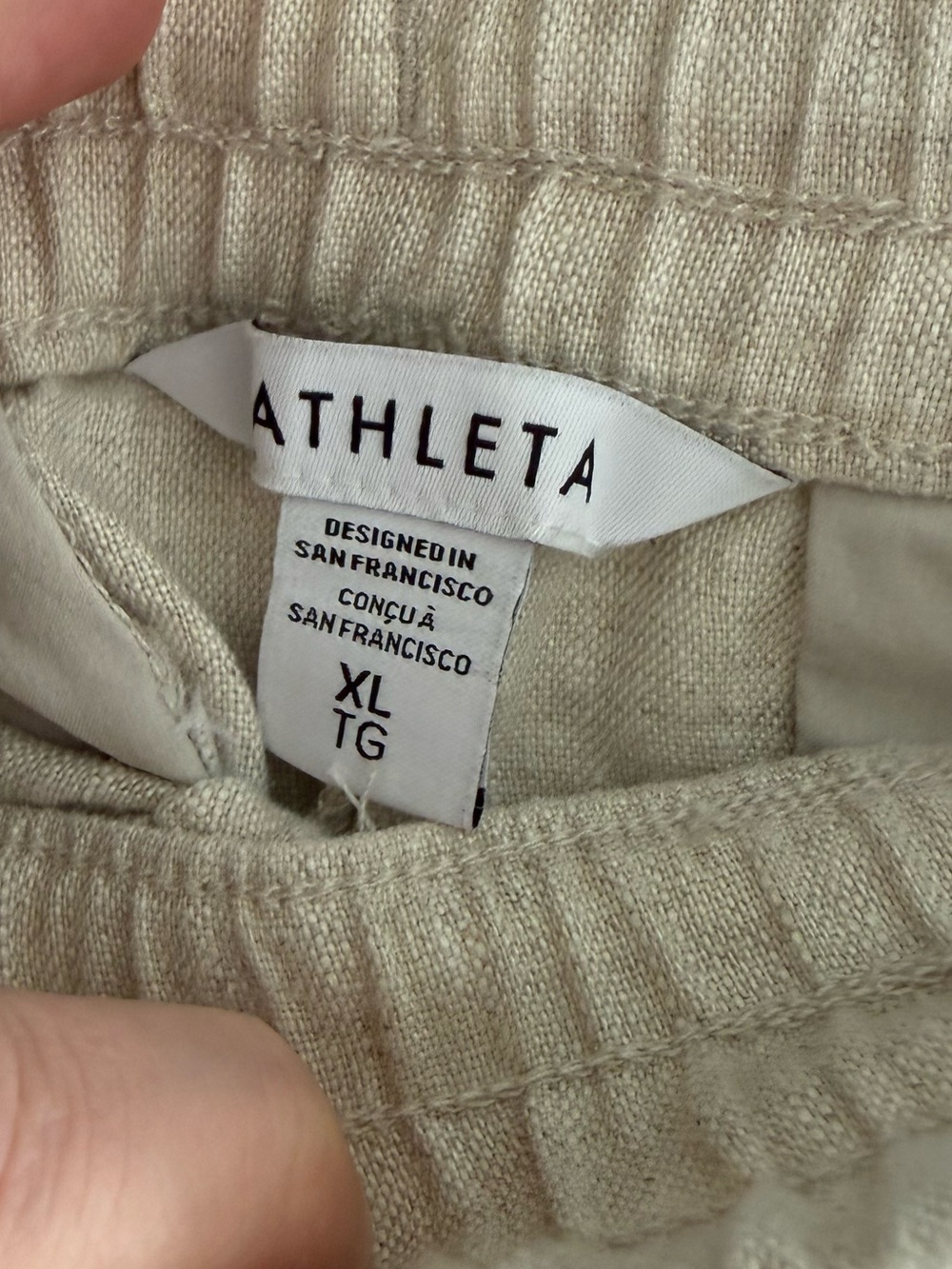 Athleta Retreat High Rise Wide Leg Linen Pants Natural Beige Women's XL - Picture 7 of 10